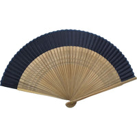 Silk fan, single piece, navy blue