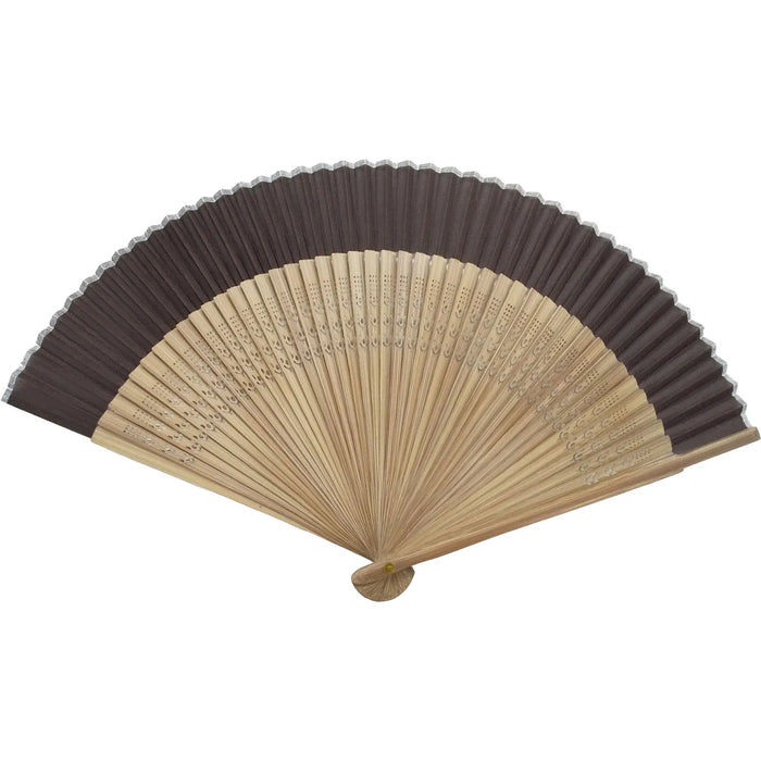 Silk fan, single piece, Hiwada (brown)