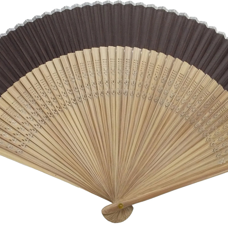 絹扇子　単品　ひわだ(茶)