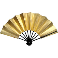 Hand-painted decorative fan, one of a kind, genuine gold, red leaves