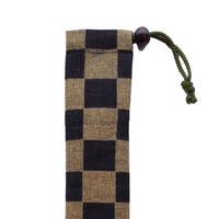 Ibasen fan pouch with string, for 8.5" checkered, brown x black