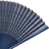 Shimebiki folding fan, double-sided, indigo color [Reprinted in Japanese lacquer], with paulownia wood box and pouch, 7.5cm