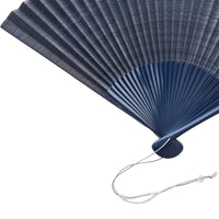 Shimebiki folding fan, double-sided, indigo color [Reprinted in Japanese lacquer], with paulownia wood box and pouch, 7.5cm