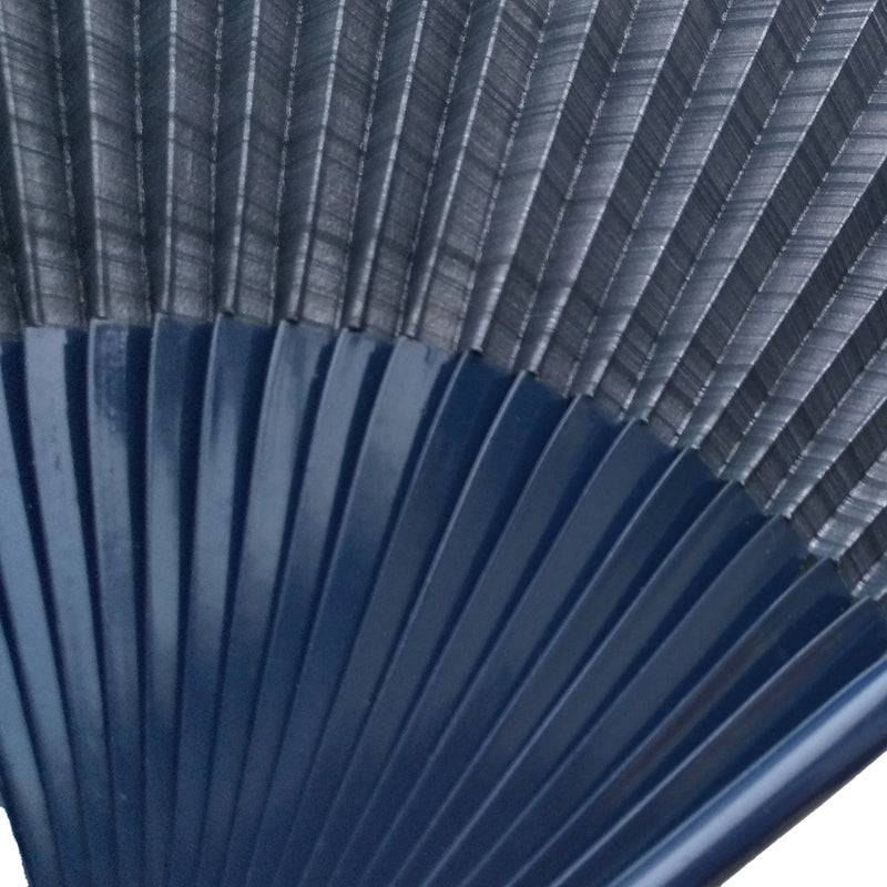 Shimebiki folding fan, double-sided, indigo color [Reprinted in Japanese lacquer], with paulownia wood box and pouch, 7.5cm