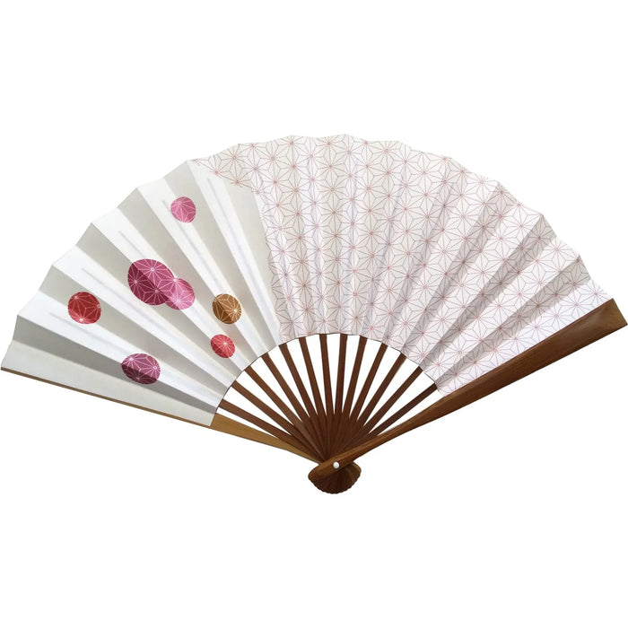 Edo fan No.30, hemp leaf, ball, light red