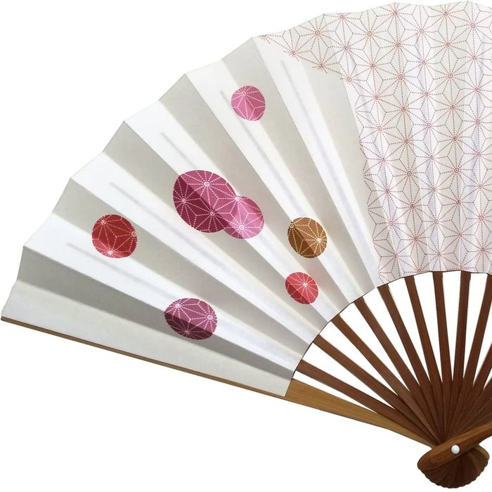 Edo fan No.30, hemp leaf, ball, light red