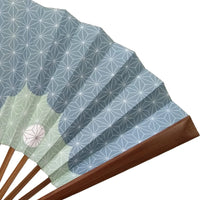 Éventail Edo n° 31 Asanoha, nuage, vert clair