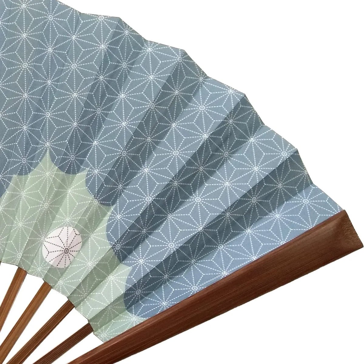 Edo fan No.31 Linen leaf, cloud, light mint color