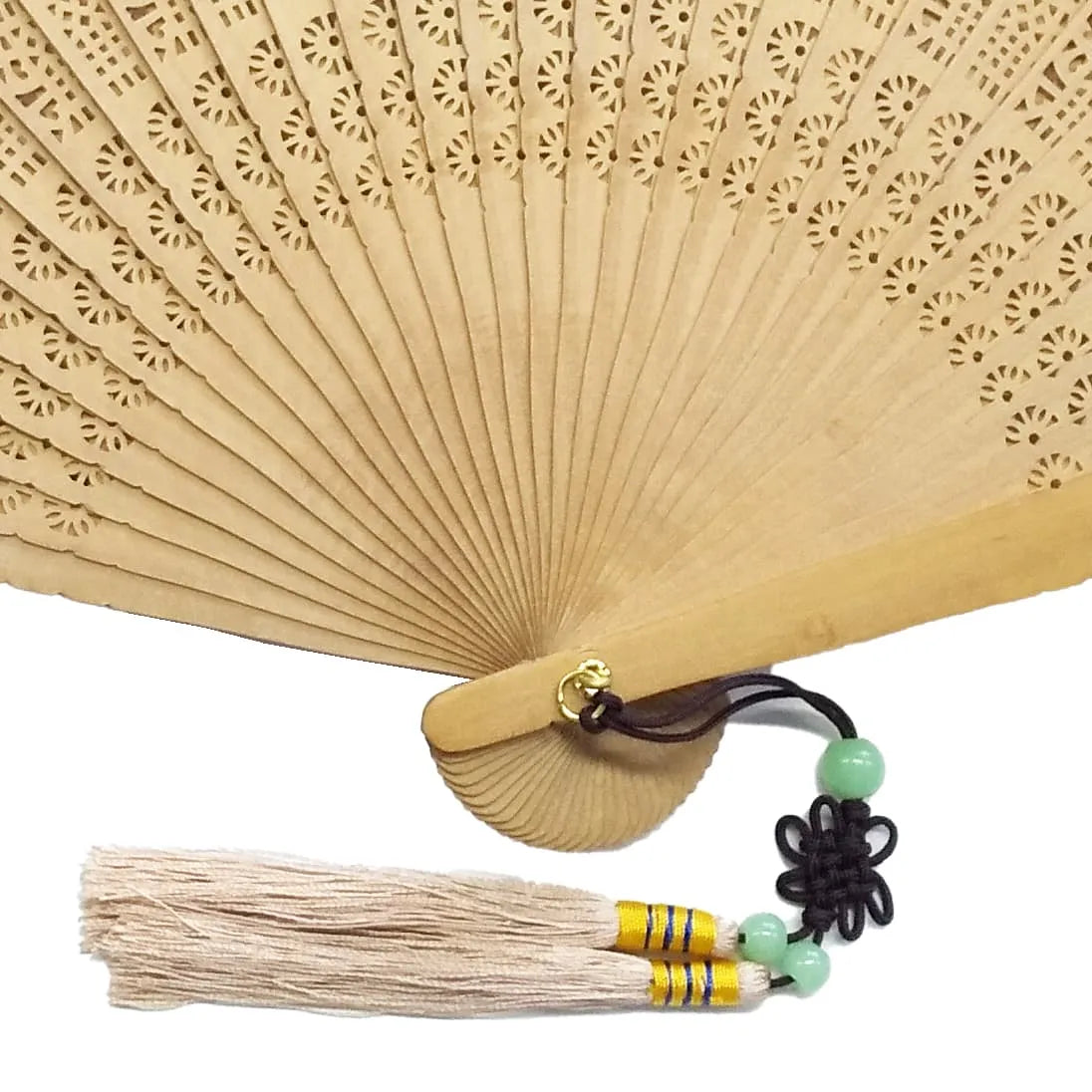 Overseas Production Sandalwood Fan, 2022 New Arrival No.2, Faceted Sunflower, with fan case and paulownia box