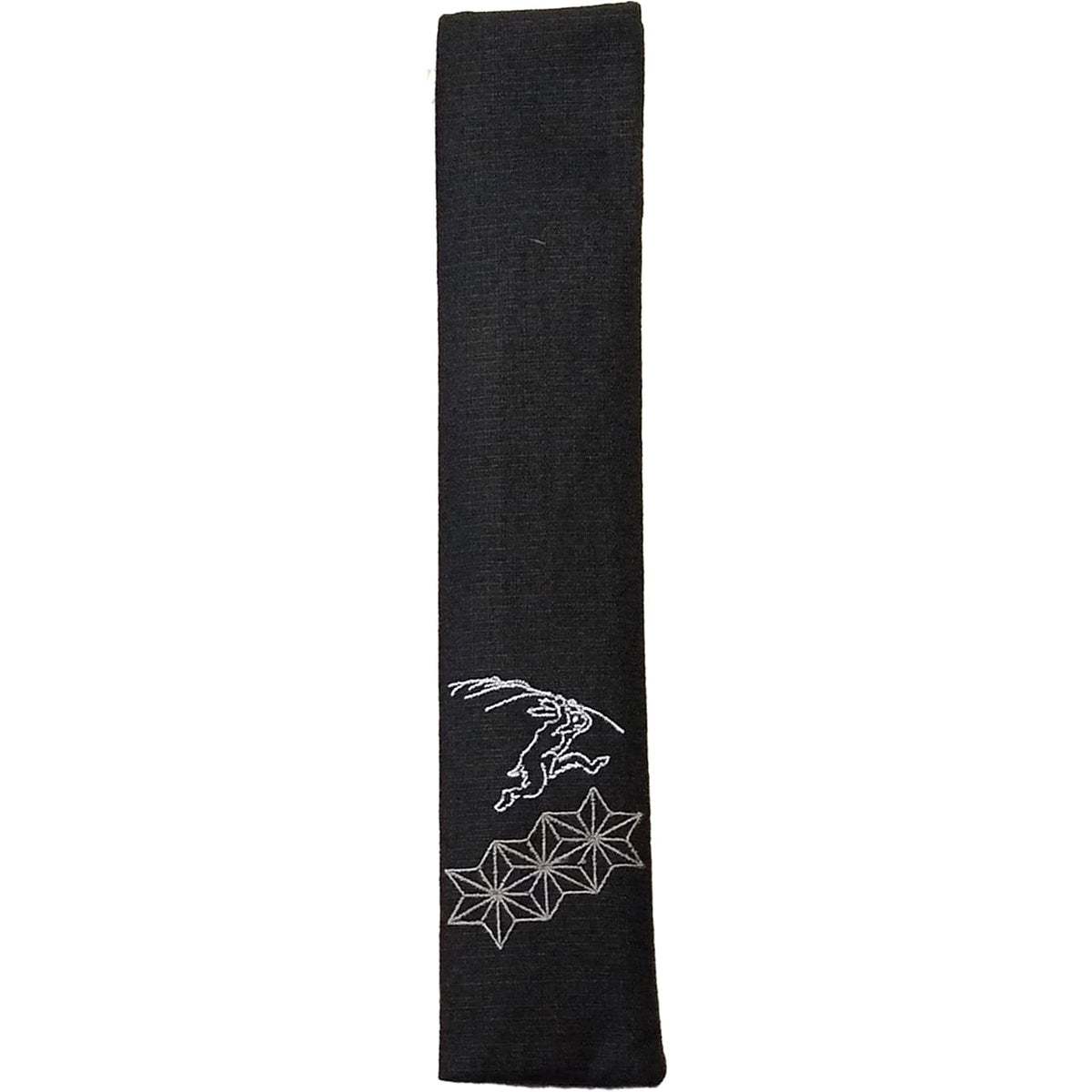 鳥獣戯画　布セット扇子　黒　扇子袋付き