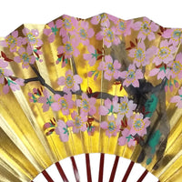 Eventail décoré printemps, fleurs de cerisier, avec support d'éventail et boîte