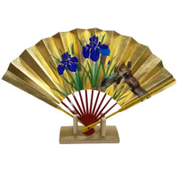 Summer decorative fan, ayame, with fan stand and box