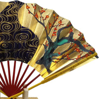 Winter Decorative fan, red and white plum blossoms, with box