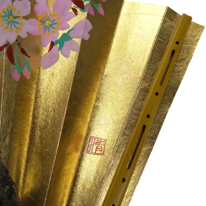 Spring Decorative fan, cherry blossom, with fan stand and box