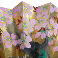 Eventail décoré printemps, fleurs de cerisier, avec support d'éventail et boîte