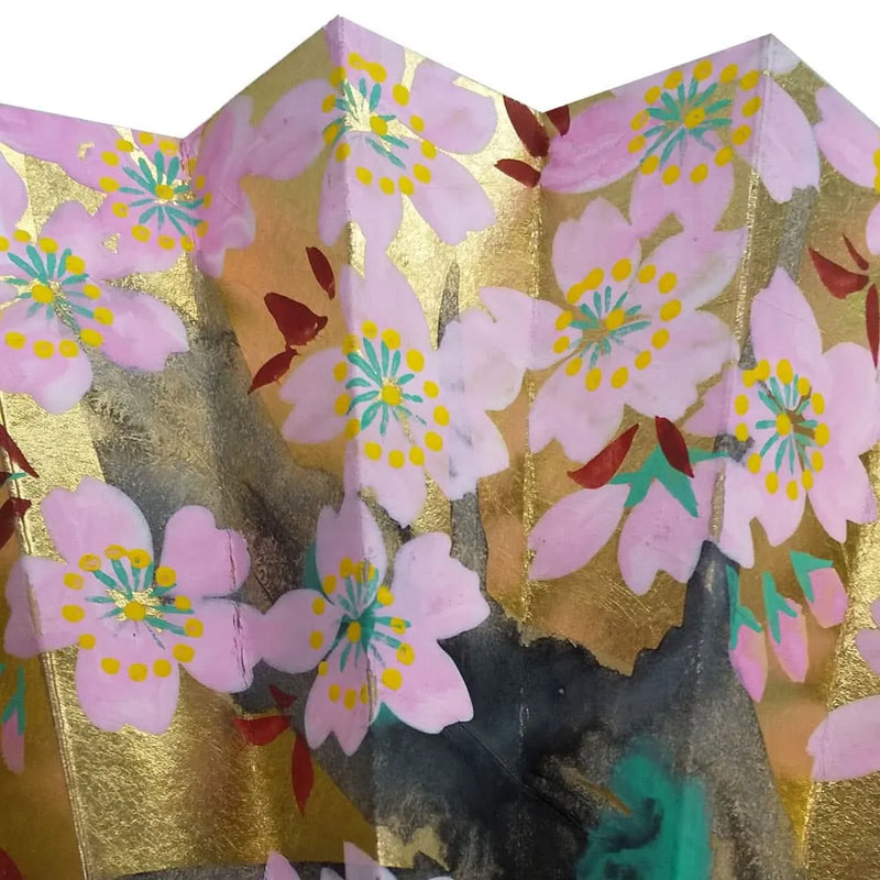 Eventail décoré printemps, fleurs de cerisier, avec support d'éventail et boîte