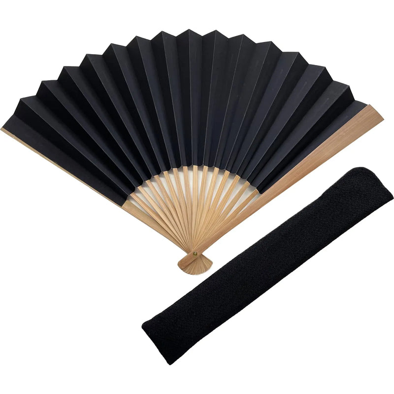 8.5" folding fan, dragonfly, black, with optional fan bag