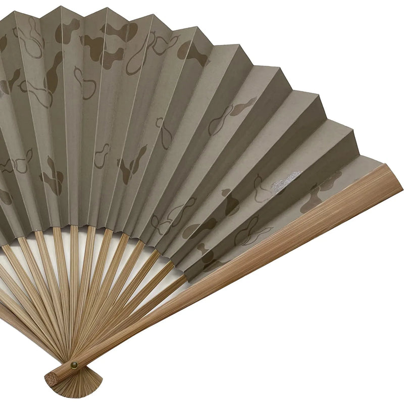 8.5" fan, gourd, brown, with optional fan bag