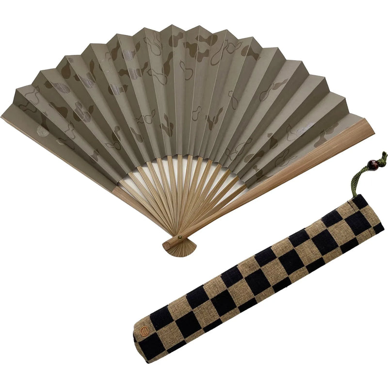 8.5" fan, gourd, brown, with optional fan bag