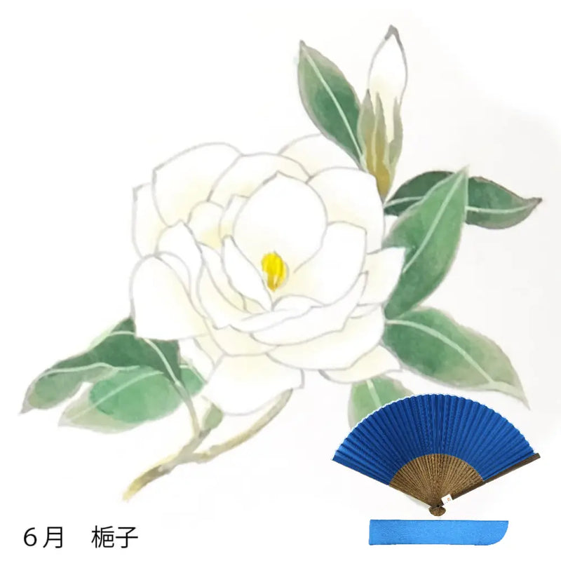 Éventail en soie, motif de fleurs de juin, prix peint à la main + éventail en soie.