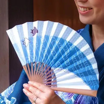 Edo Senko No.29 Doppelseitiges Muster Nami Chidori Blaue Meereswellen