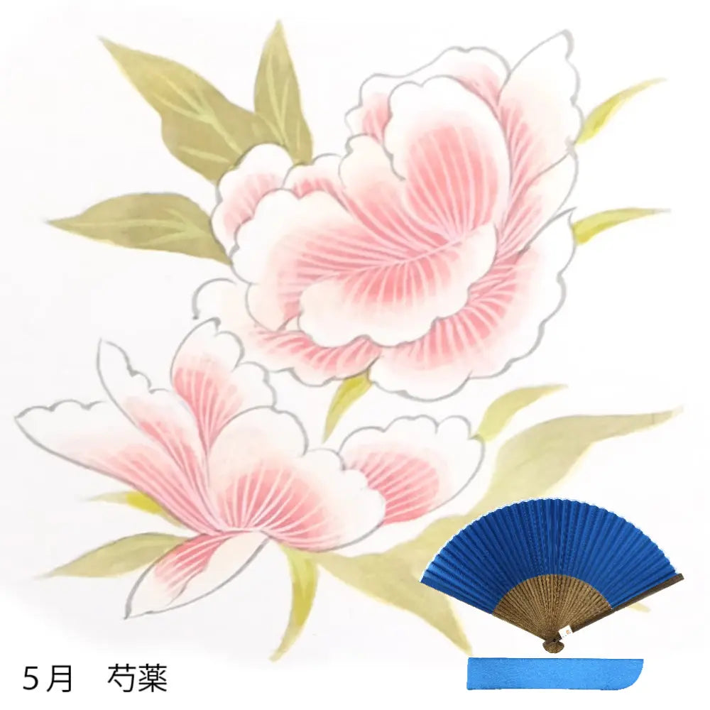 Silk fan, hand-painted with May flower design + silk fan