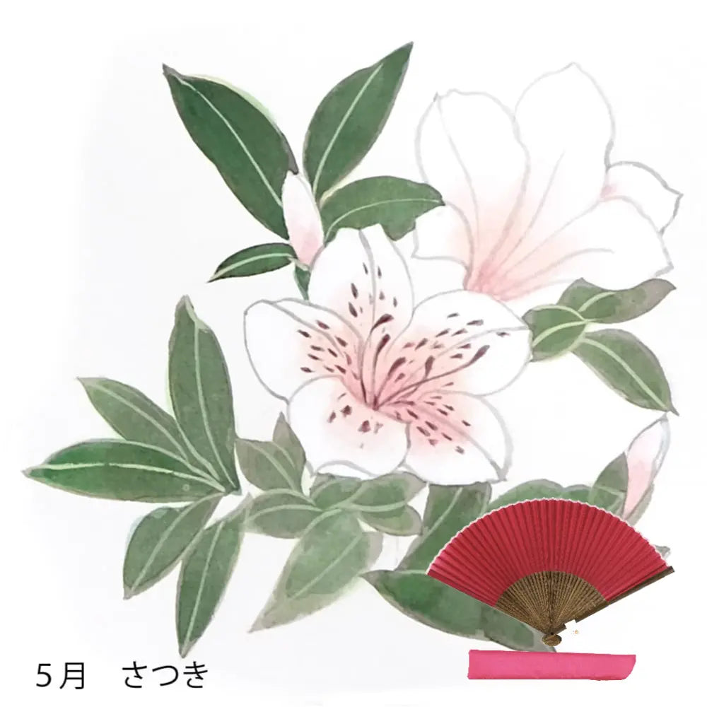 Éventail en soie, motif de fleurs de mai, prix peint à la main + éventail en soie