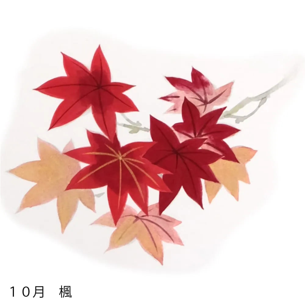 絹扇子へ 10月のお花柄  手描き代+絹扇子