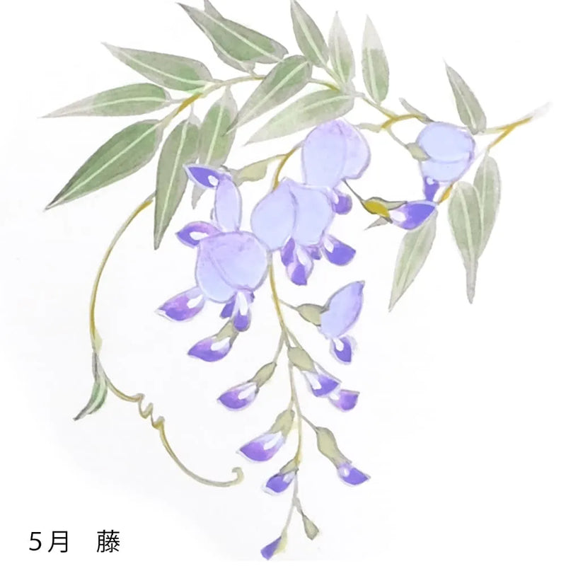 Silk fan, hand-painted with May flower design + silk fan