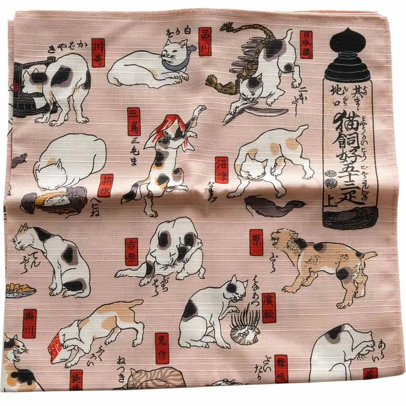 其のまま地口 猫飼好五十三疋 小風呂敷 – 江戸扇子とうちわの 其のまま地口 猫飼好五十三疋 小風呂敷 – 江戸扇子とうちわの