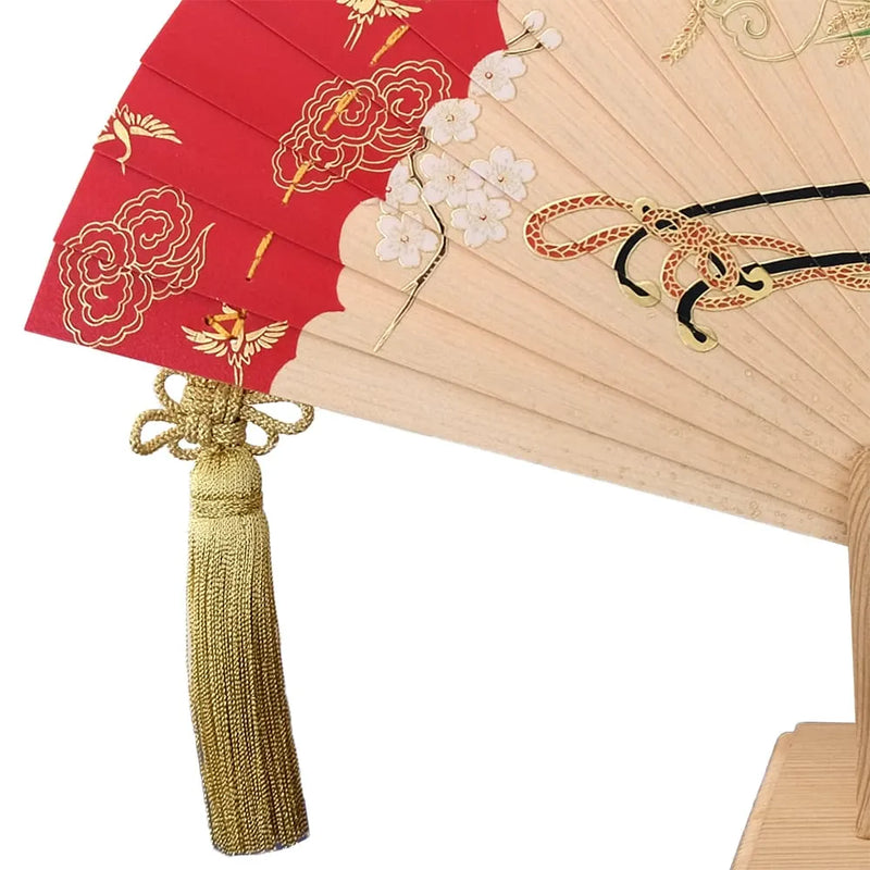 Hinoki Fan "Hanaguruma", Kano school, wooden stand, in paulownia box