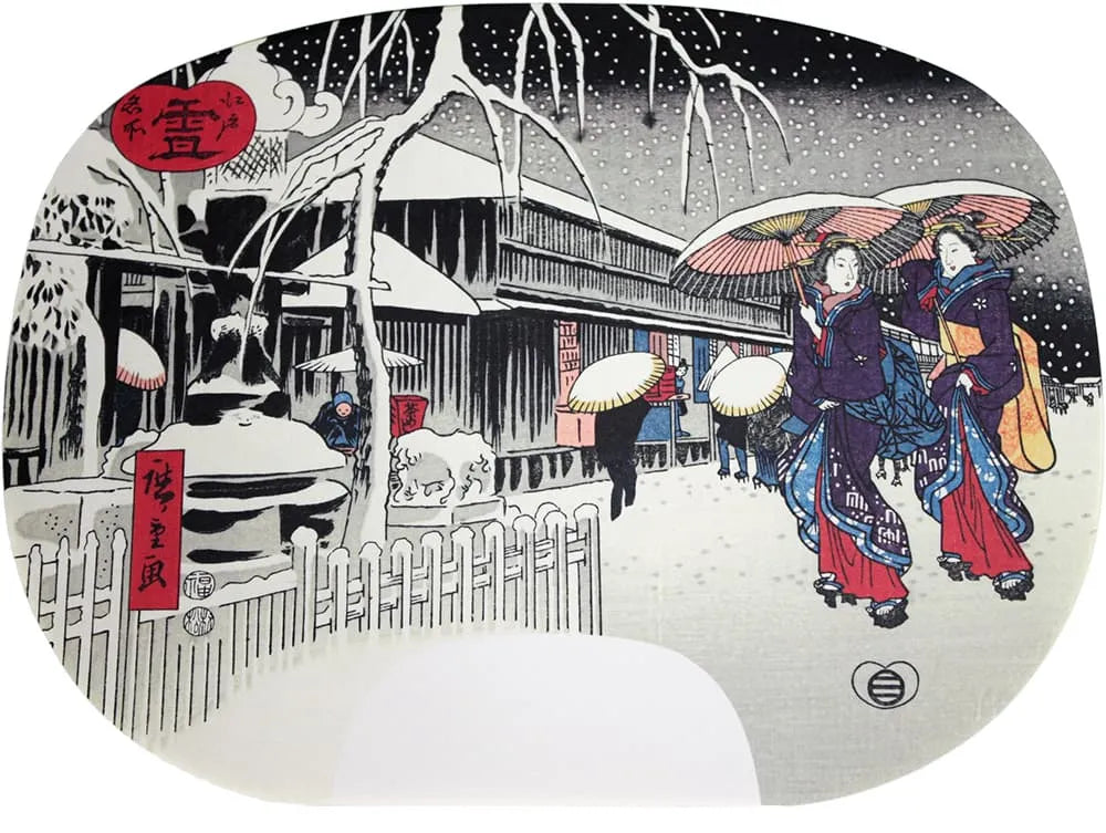 Peinture d'éventail Ibasenban No.17 Hiroshige Edo Meisho Snow