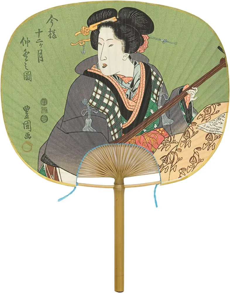 Éventail d'Edo, 12 mois dans le style actuel, Toyokuni, milieu de l'hiver (novembre dans le calendrier lunaire).