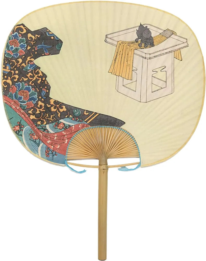 Éventail d'Edo, 12 mois dans le style actuel, Toyokuni, début du printemps (janvier dans le calendrier lunaire).