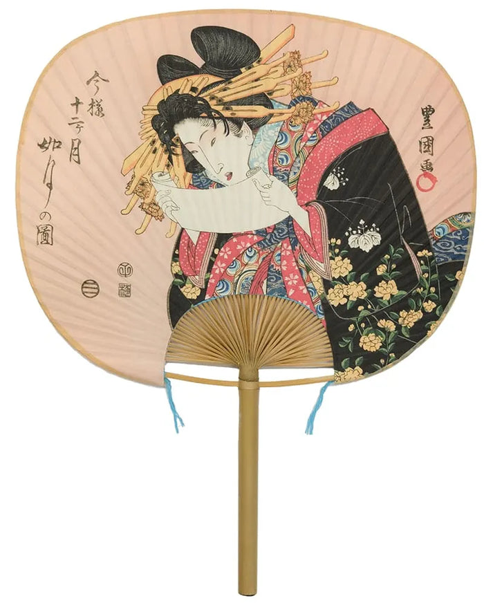 Edo fan, 12 months in the style of the present day, Toyokuni, Kisaragi (second month of the lunar calendar)