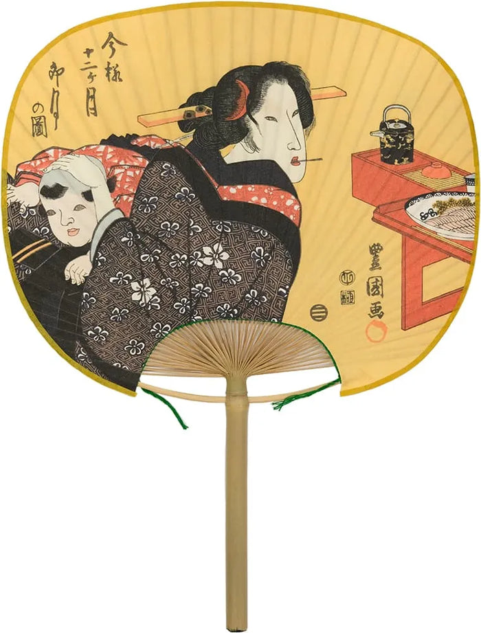 Éventail d'Edo, 12 mois dans le style actuel, Toyokuni, Ugetsu (avril dans le calendrier lunaire).
