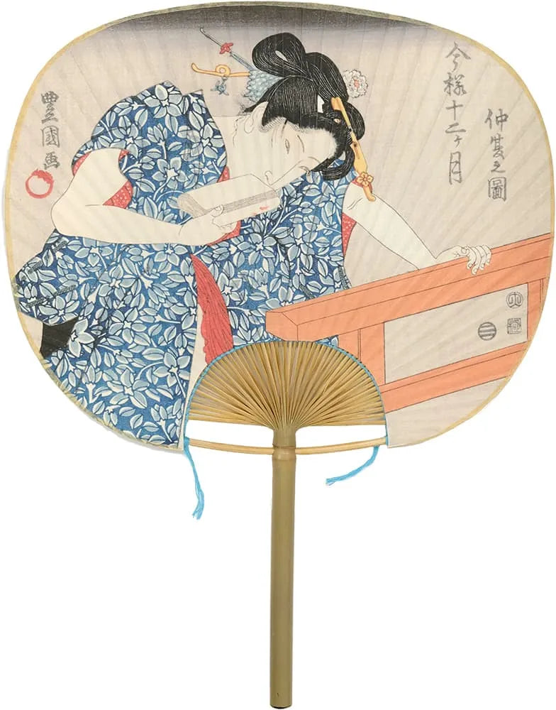 Éventail d'Edo, 12 mois dans le style actuel, Toyokuni, Nakanatsu (mai dans le calendrier lunaire).