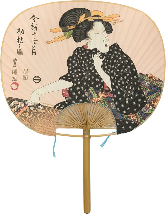Éventail d'Edo, 12 mois dans le style actuel, Toyokuni, début de l'automne (septième mois du calendrier lunaire).