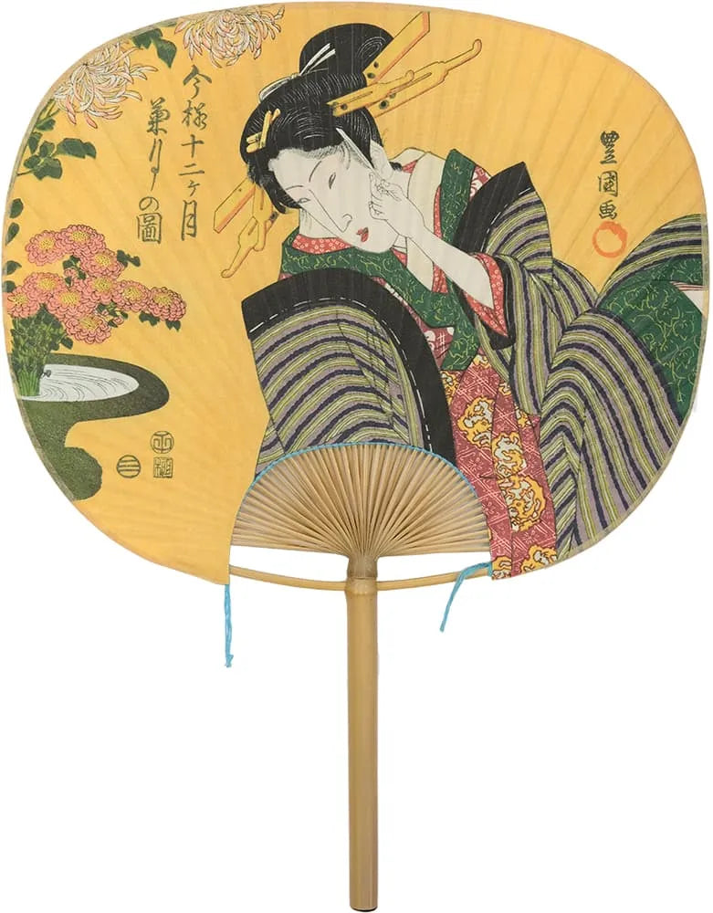 Éventail d'Edo, douze mois dans le style Ima, Toyokuni, Kiku-zuki (septembre dans le calendrier lunaire).