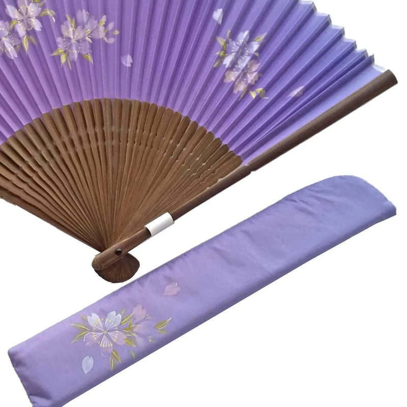 Silk fan, illustration of cherry blossoms, hand-painted + silk fan