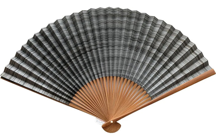 Shimebiki fan, hon sooty bamboo, double-sided, black, 7.5cm
