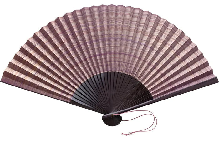 Shimebiki fan, double-sided, purple [Reprinted in Japanese lacquer] with paulownia box and pouch, 7.5cm