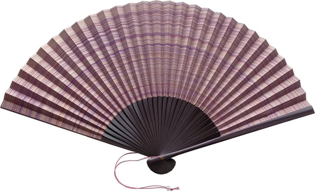 Shimebiki fan, double-sided, purple [Reprinted in Japanese lacquer] with paulownia box and pouch, 7.5cm