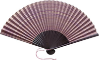 Eventail Shimebiki, motif double face, violet [Réimpression en laque japonaise], avec boîte et pochette en paulownia, 7,5 cm.