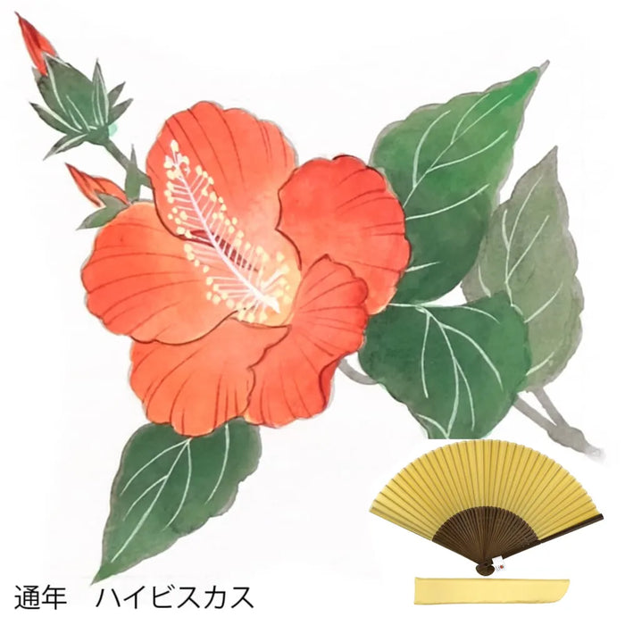 絹扇子へ 通年のお花柄  手描き代＋絹扇子