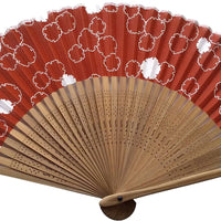 Tenugui Fan No.11, kitcho pattern, snow-wreath, red
