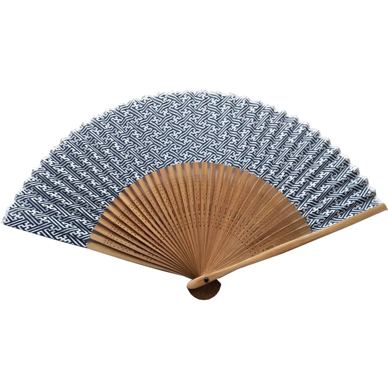 Tenugui Fan No.02, Kitcho design, gauze pattern, navy blue