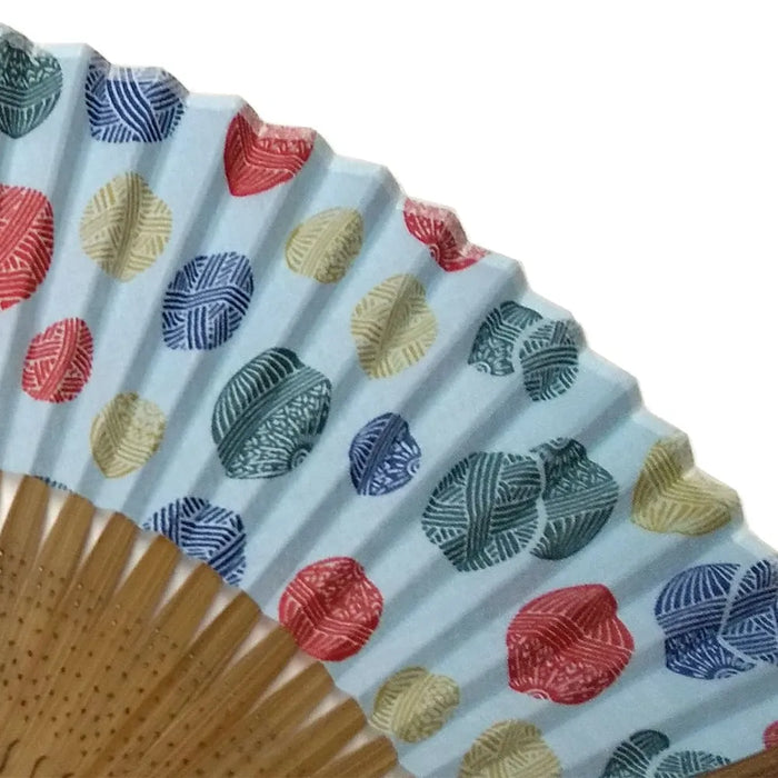 てぬぐい扇子 No.05　手毬　水色