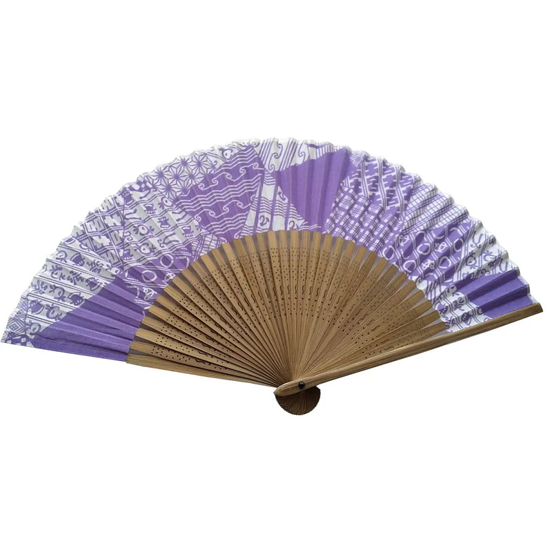 Tenugui Fan No.08 Yakusha Pattern Purple (Éventail Tenugui No.08 Yakusha pourpre)
