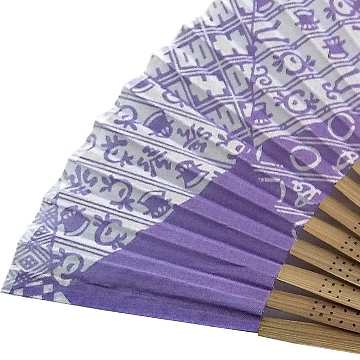 Tenugui Fan No.08 Yakusha Pattern Purple (Éventail Tenugui No.08 Yakusha pourpre)
